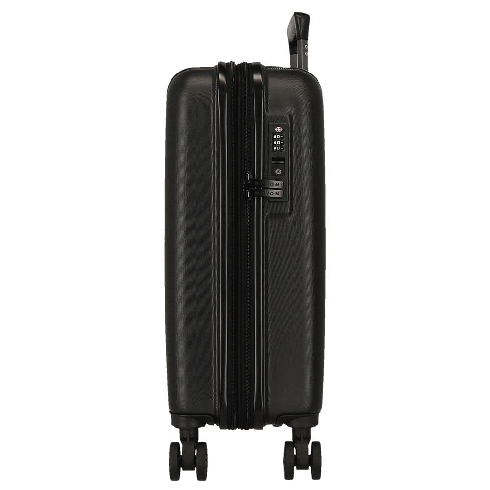 Joumma Disney Mickey Waiting Maleta de Cabina Negro 40x55x20 cms rígida 2,8 kgs Cierre TSA Integrado ABS 2,8 kgs 37L Extensible Equipaje de Mano