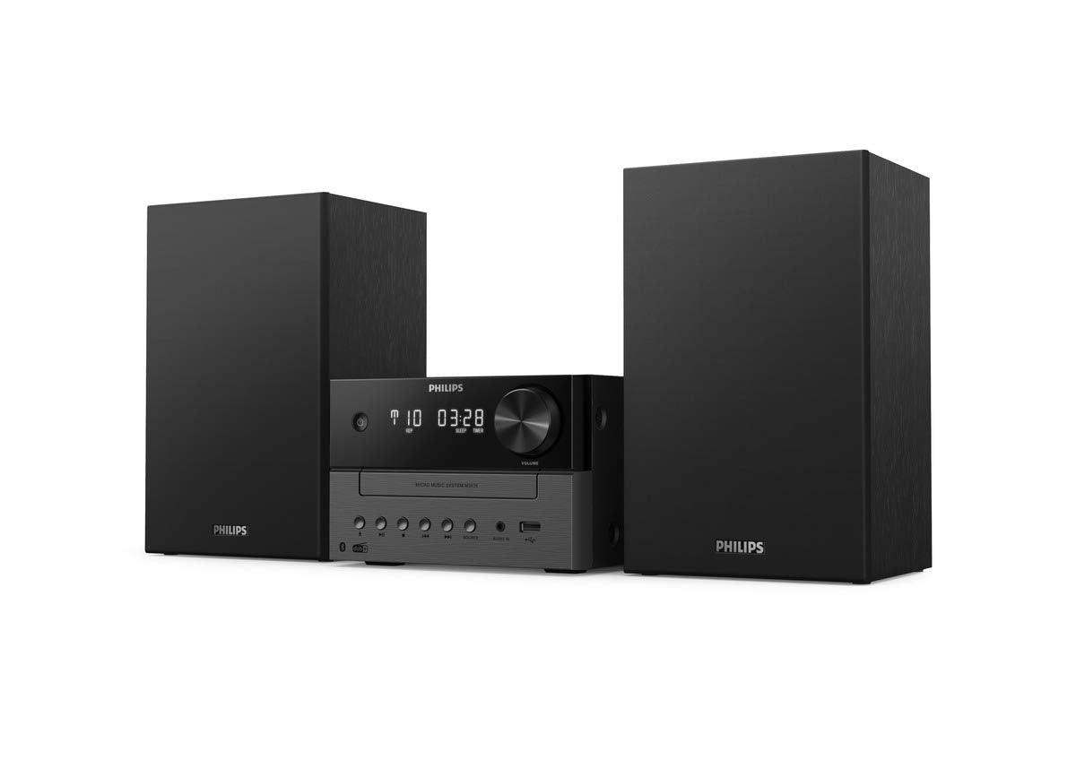 Philips Micro Music System with Bluetooth/HiFi System, Dab+, FM Radio, USB, CD Player, MP3, Bass-Reflex Speakers, Digital Sound Control, 18 W Audio TAM3505/12