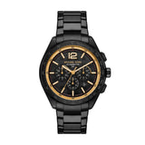 Michael Kors Reloj Accelerator 2 para Hombre, Movimiento cronógrafo de Cuarzo con Correa de Acero Inoxidable, Negro y Dorado