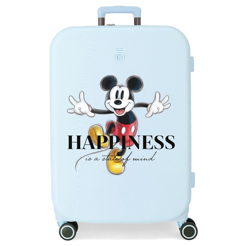 Disney Mickey Happiness Maleta Mediana Azul 48x70x28 cms Rígida ABS Cierre TSA Integrado 79L 4,32 kgs 4 Ruedas Dobles