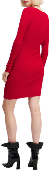 KARL LAGERFELD JEANS, para Mujer, Vestido de Punto con Logo de Manga Larga, Rojo Pompeyano, Talla Pequeña
