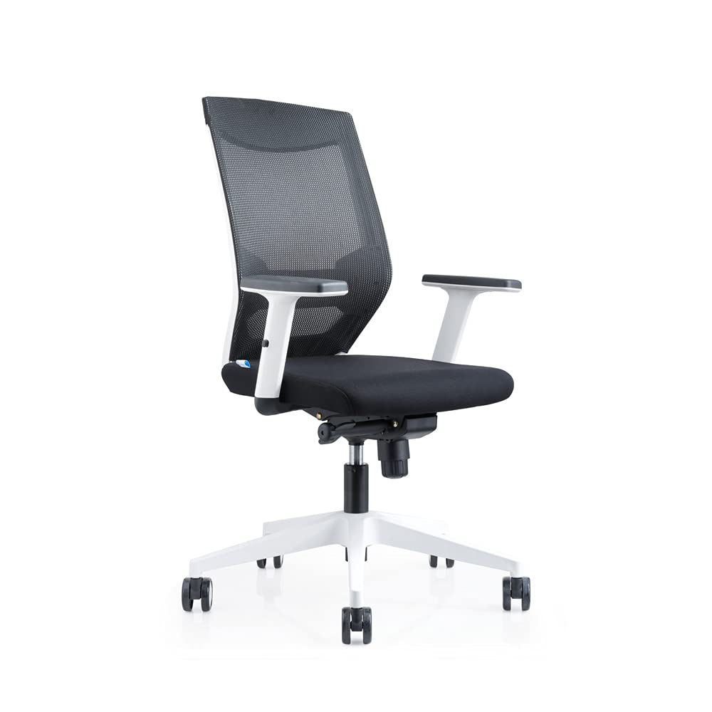 Rocada | Silla Oficina Ergonómica Regulación Lumbar | Silla con Ruedas, Reclinable y Cómoda | Tapizada con Malla y Tela Ignífuga | Color Negro
