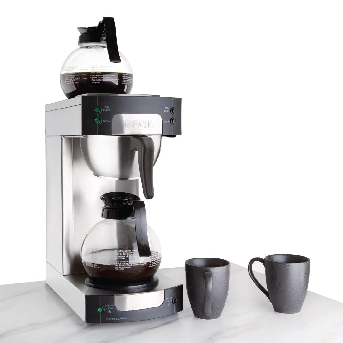Buffalo CW305 - Cafetera con filtro, acero inoxidable/negro, capacidad de 1,7 L, 435 mm de altura, 205 mm de ancho, 205 mm de longitud