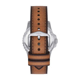 Fossil Reloj para hombre Azul, movimiento de cuarzo, caja de 42mm de acero inoxidable plateado con correa de piel Pro-Planet, FS5946, Verde