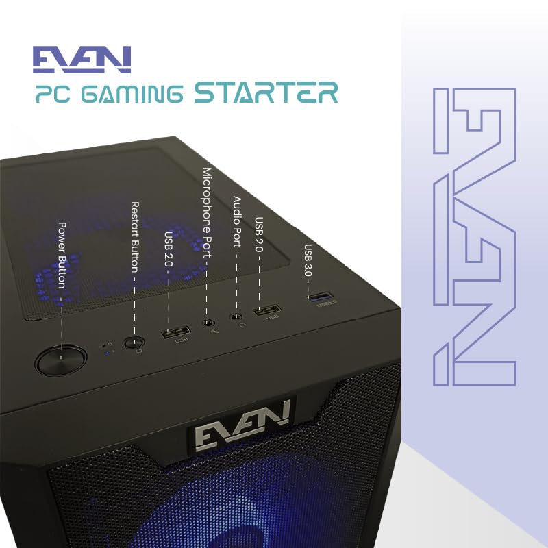 EVEN - PC Gaming Starter Ryzen 5 5600G | 16GB DDR4 RAM| 500GB NVME SSD|5X Ventiladores | Sin Sistema Operativo