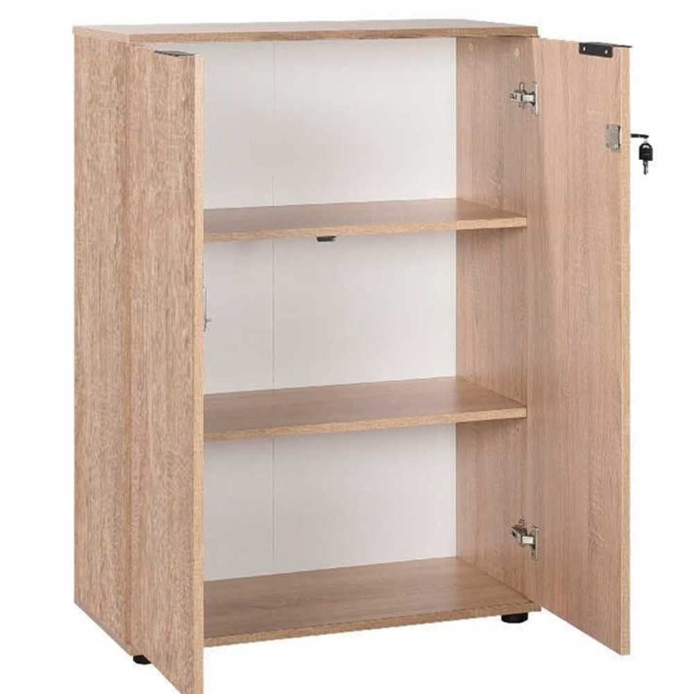 BAKAJI Armario archivador de Documentos 2 Puertas, Mueble de Oficina, módulo estantería de 3 estantes, para casa, Oficina, Estudio, Porta Tarjetas, portadocumentos con Llave y Cierre de Cerradura