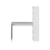 Habitdesign Mesa de Ordenador, Escritorio con Estanteria Reversible, Blanco Artik, Modelo Duplo, Medidas: 120 cm (Ancho) x 53 cm (Fondo) x 144 cm (Alto)
