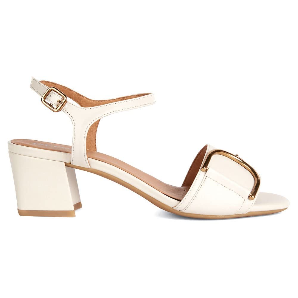 Geox D New Eraklia 50, Sandalias Mujer, Blanco Crudo, 40 EU