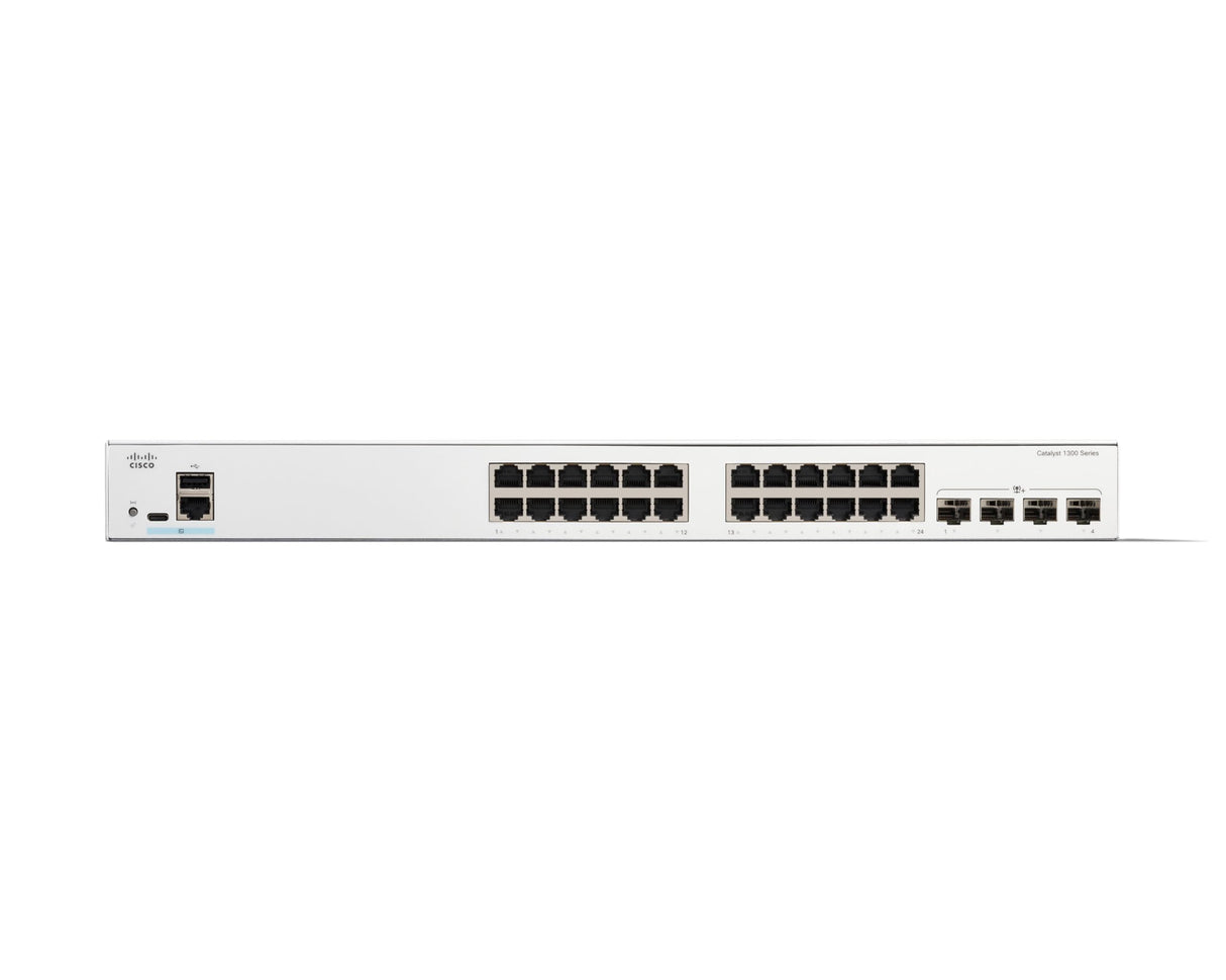 Cisco Switch administrado Cisco Catalyst 1300-24T-4X, 24 Puertos GE, 4x10 GE SFP+, protección Limitada de por Vida (C1300-24T-4X)
