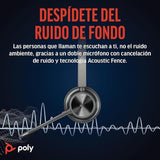 Auriculares inalámbricos Poly Voyager 4320 UC y soporte de carga - Audífonos estéreo con micrófono de brazo con cancelación de ruido - Conexión Bluetooth a PC/Mac/teléfono móvil - Teams (certificado)