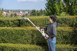 IKRA Tijeras Cortasetos 2 en 1 ICPH 2050 con pértiga telescópica para setos Altos, Incl. batería de 20V, estación de Carga y Cinta de Hombro