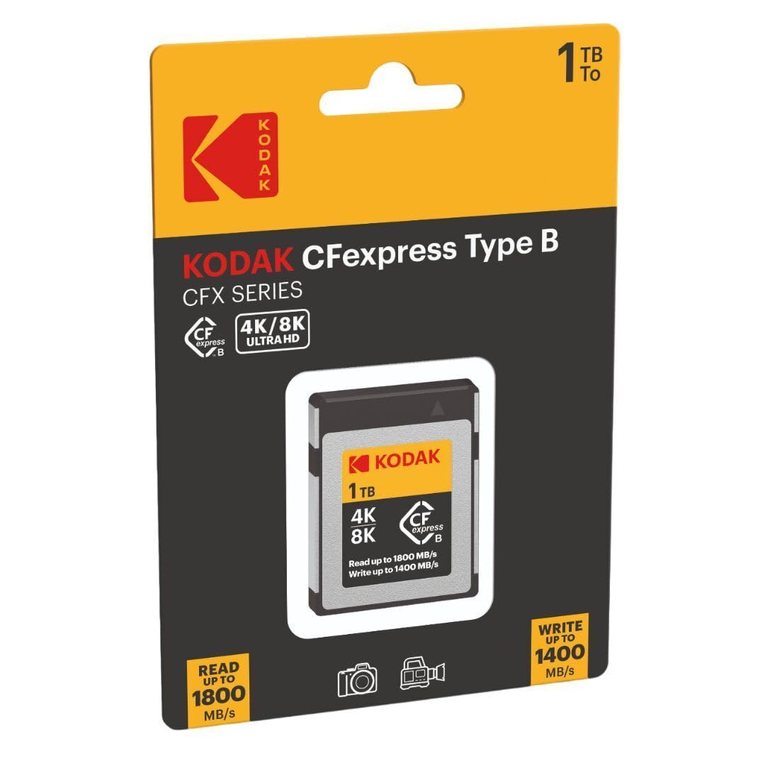 Kodak CFexpress EKMCFX1TK - Tarjeta de Memoria Tipo B (1 TB de Lectura y 1400 MB/s de Escritura a 1800 MB/s