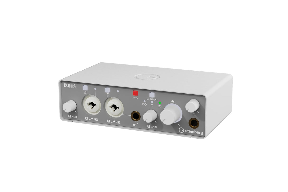Steinberg IXO22 - Interfaz de audio USB 2.0 (2 x 2, con dos preamplificadores de micrófono, incluye software Cubase AI y Cubasis LE), color blanco