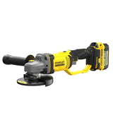 STANLEY FATMAX SFMCG400M2K-QW - Mini amoladora 18V, 125mm, Velocidad 8500 rpm, 1 maletín, 2 baterías 4Ah y 1 cargador 2Ah Gama FATMAX V20