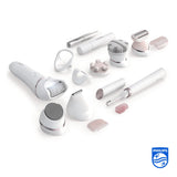 Philips Depiladora Mujer Serie 9000, 12 en 1, Para Cuerpo, Cara, Pies y Bikini, Uso en Seco o Humedo, Piel Suave desde Casa, Cabezal Ceramico, Incluye Lapiz Perfilador, BRE740/90, Blanco