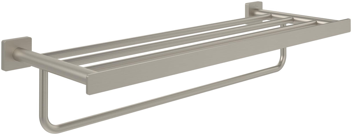 Villeroy & Boch Bandeja para toallas Elements Striking, toallero con estante para montaje en pared, estante de toallas con barra, longitud 595 mm, rectangular, Níquel cepillado mate
