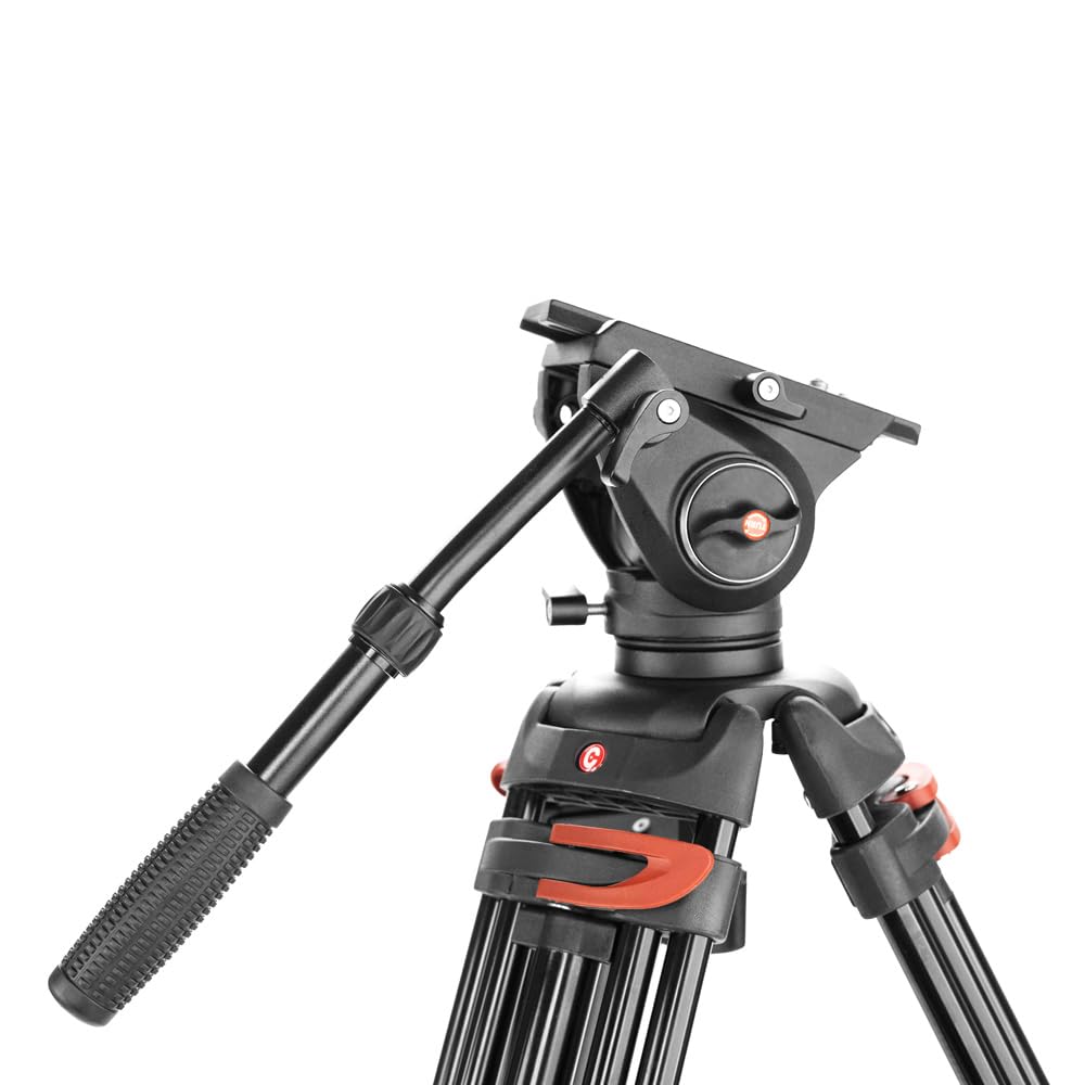 Caruba Videostar 188 Pro - Trípode de vídeo Robusto, Estable y versátil para un posicionamiento preciso de la cámara - Tornillo de liberación rápida de 1/4" - Carga máxima de 15 kg