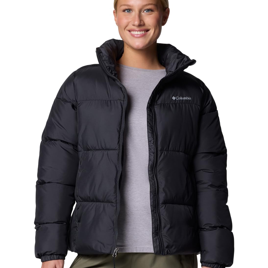 Columbia Puffect Jacket, Chaqueta Acolchada para Mujer, Shark, Talla L