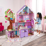 KidKraft Treehouse Retreat Casa de Muñecas de Madera con Muebles y Accesorios, Casita de Juguete con Perro, Garaje y Ascensor para muñecas de 30 cm, Juguetes niños y niñas Desde 3 años (10108)