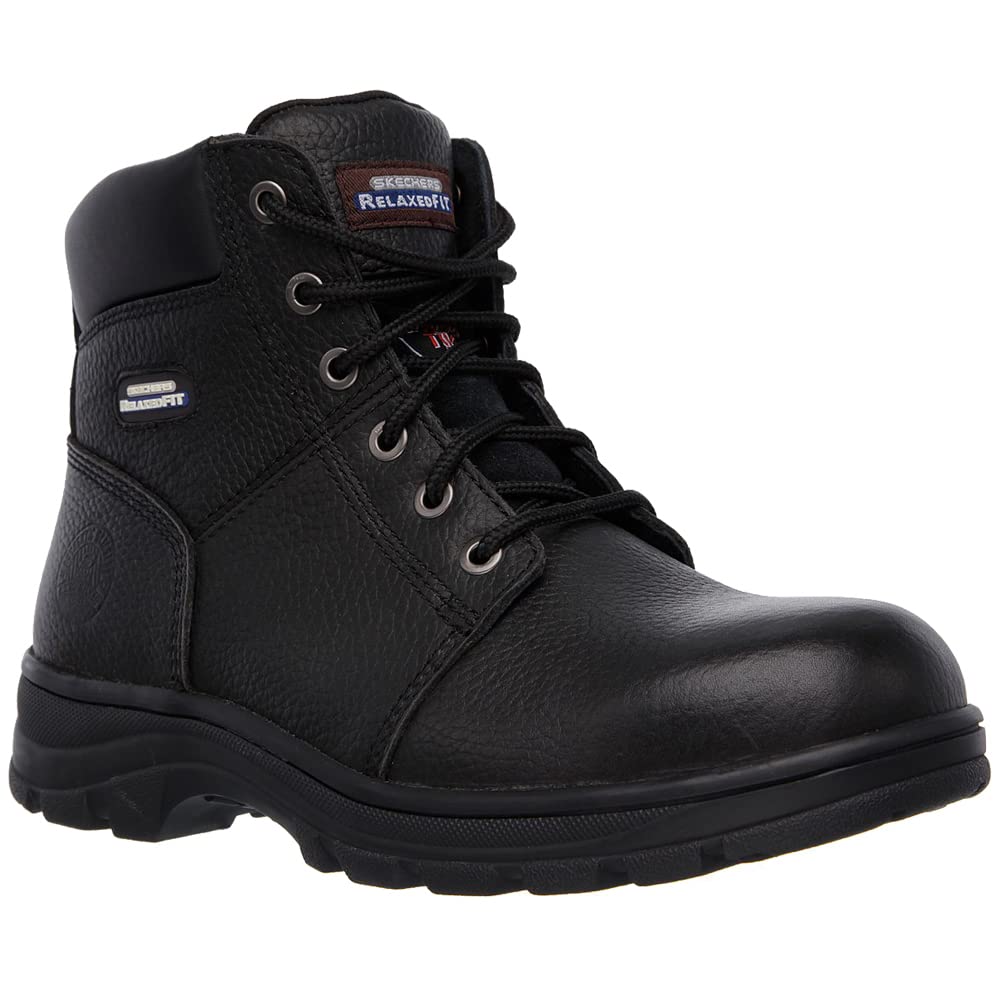 Skechers Workshire, Botas para Hombre, Black Embossed Leather, 43 EU