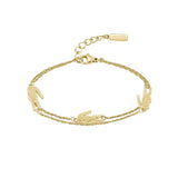 Lacoste Pulsera de Doble Cadena para Mujer Colección CROCODILE en Oro Amarillo con Charms en forma de Cocodrilo - 2040470