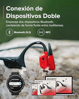 SUUNTO Wing Open-Ear Auriculares Conducción Ósea, Auriculares Deportivos Inalámbricos Bluetooth, Control Movimiento Cabeza, Micrófono HD Incorporado, Resistente al Desgaste IP67, Luces Seguridad