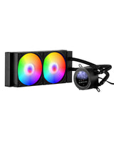 VEVOR Enfriador de Líquido para CPU, 2 Ventiladores y Bomba PWN de 120 mm, Enfriador de Agua para CPU con Pantalla LCD de 2,1" y Luz ARGB, para Intel 115X/1366/2011/1700/1200, AMD AM4/AM5, Negro