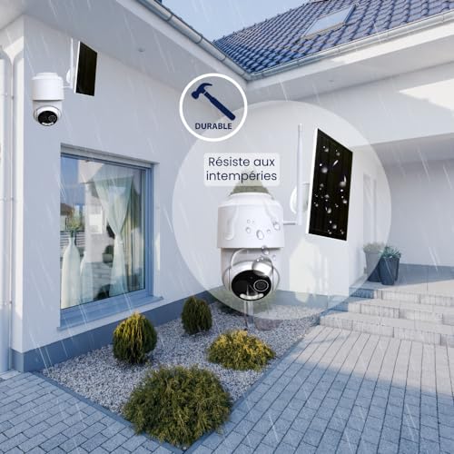 Daewoo Security - Cámara Independiente Solar WiFi giratoria Full HD W509MW con Panel Solar, detección de Movimiento, visión Nocturna a Todo Color, Totalmente inalámbrica