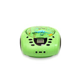 WE Reproductor - Radio CD - USB WeKids: FM, Reproductor de CD/CD-R/CD-RW/MP3, RMS2*2W, Entrada Aux y micrófono, Modelo Dinosaurio