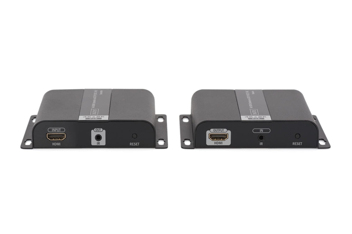 DIGITUS DS-55124 Extensor HDMI - Divisor HDMI - UHD 4K 30 Hz - 120 m a través de cable LAN - Ilimitado a través de Ethernet (IP-capaz) - Set: Transmisor y Receptor - Loop-Out, infrarrojos IR, PoE