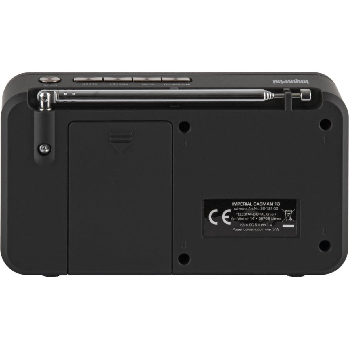 IMPERIAL DABMAN 13 (Dab+, FM, Altavoz, Pantalla, USB, MicroSD, Funcionamiento con batería, batería, pequeño, Control de Botones), Color Negro