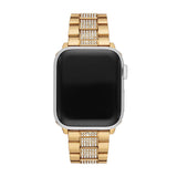 Michael Kors Correa de acero inoxidable o acetato para mujer, compatible con Apple Watch de 38 mm/40 mm/41 mm, Tono dorado y marrón