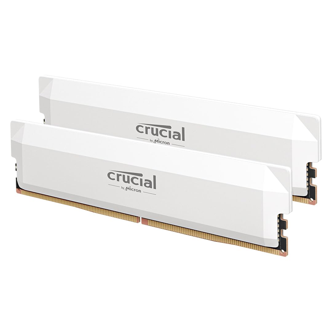 Crucial Pro RAM DDR5 64GB (2x32GB) 6400MHz CL40, Overclocking Gaming, Intel XMP 3.0 / AMD Expo, PC Memoria, Blanco - CP2K32G64C40U5W