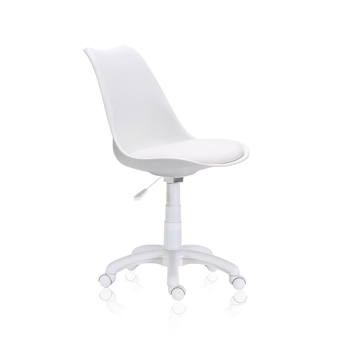 Lina Silla Giratoria para Estudio, Escritorio o Dormitorio, Acabado en Blanco, Medidas: 60 cm (Ancho) x 60 cm (Largo) x 79-89 cm (Alto)