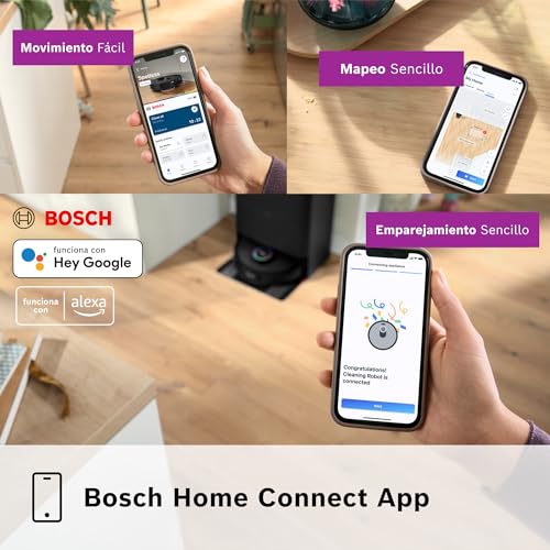 Bosch - Robot Aspirador Spotless MAX, BCRDW3B, aspira y friega, Potencia 11.000 Pa, Almohadillas giratorias, estación Seca-húmeda, Visión Inteligente luz estructurada, Bosch Home Connect App, Negro