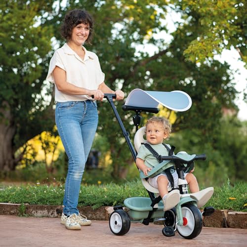 Smoby Life - Triciclo Baby Balade Progresivo 3 en 1, Sostenible, con Materiales Reciclados, Homologado, Freno de Estacionamiento, Barra Parental Ajustable, de 10 Meses a 3 Años (7600741405)