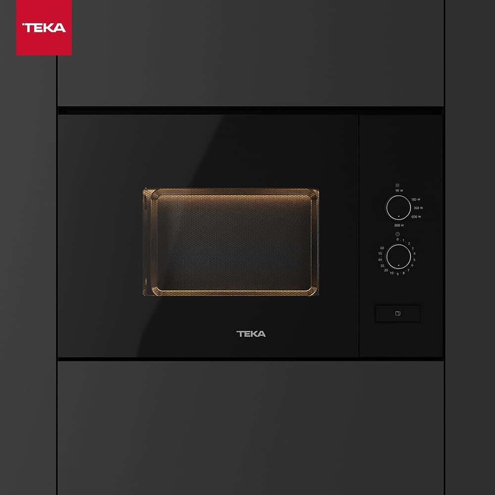 TEKA Microondas Integrable, Capacidad 20 L, 5 Niveles de Potencia, 800 W, Cristal Negro, Plato Giratorio 25,5 cm, Modelo ML 820 FI BK