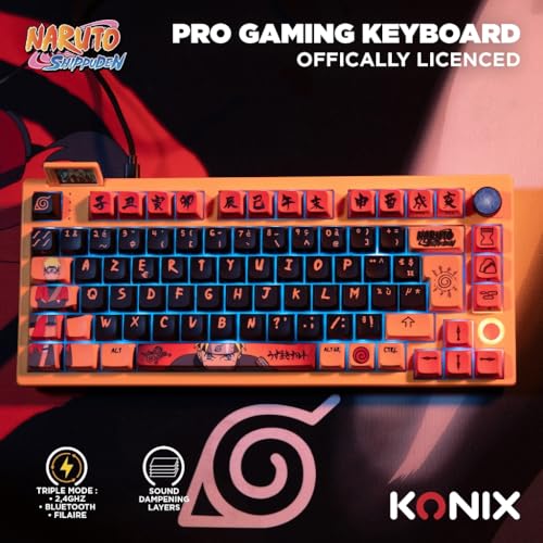 Konix Naruto Shippuden Teclado mecánico con Cable/inalámbrico - Edición Pro Collector Numerada - LED RGB - Diseño Naruto Modo Ermitaño - Naranja
