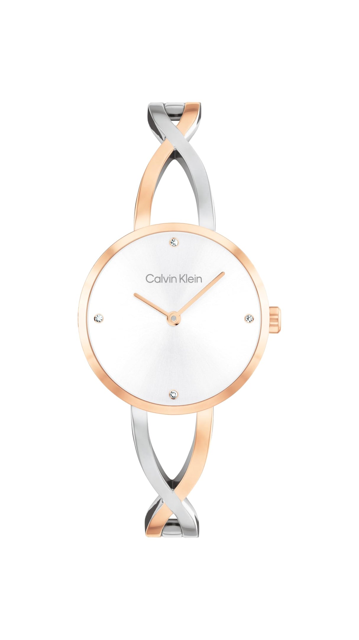Calvin Klein Reloj De Movimiento De Cuarzo De Dos Manecillas para Mujer Colección Sculpted Embrace con Pulsera Rígida de Acero Inoxidable Bicolor - 25100060