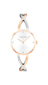 Calvin Klein Reloj De Movimiento De Cuarzo De Dos Manecillas para Mujer Colección Sculpted Embrace con Pulsera Rígida de Acero Inoxidable Bicolor - 25100060