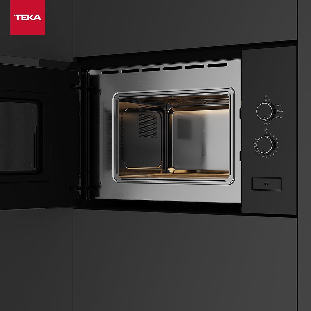 TEKA Microondas Integrable, Capacidad 20 L, 5 Niveles de Potencia, 800 W, Cristal Negro, Plato Giratorio 25,5 cm, Modelo ML 820 FI BK