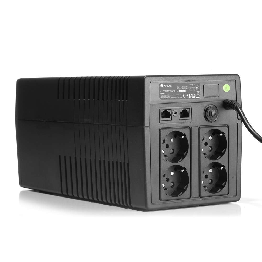 NGS FORTRESS1500V2 - Sistema de Alimentación Ininterrumpida SAI, Off Line UPS 1200 VA, Tensión Constante de Salida 720W para 4 Enchufes Schuko