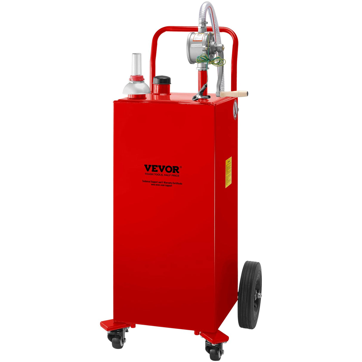 VEVOR Contenedor de combustible de 30 galones, tanque de almacenamiento de gas y 4 ruedas, con bomba de transferencia manual, contenedor de combustible diésel de gasolina para automóviles, cortadoras
