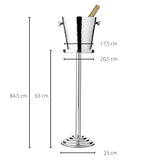 EDZARD Champanera/refrigerador de botellas Valencia, con soporte, acero inoxidable muy pulido, de doble pared, exterior martillado, altura total 83 cm, altura de refrigador 23 cm, diámetro 22 cm