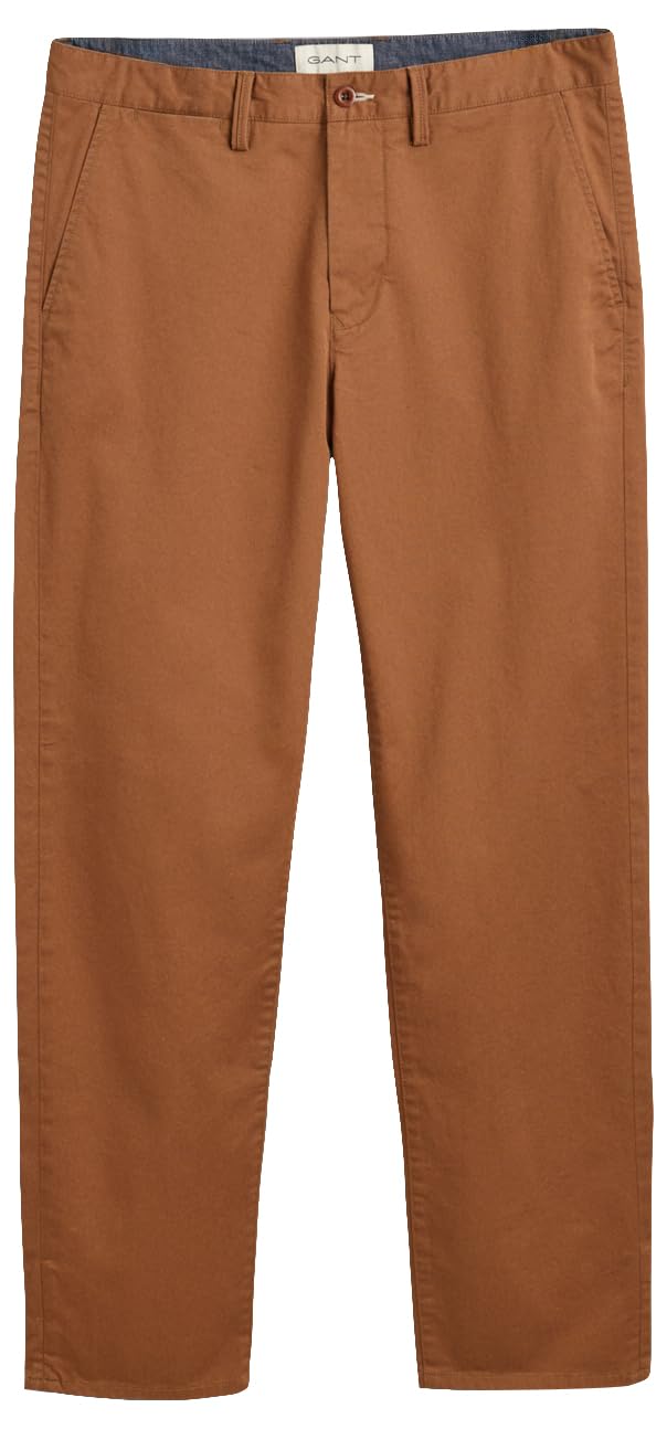 GANT Chino de Sarga Regular Pantalón, Nogal Tostado, 33W x 34L para Hombre