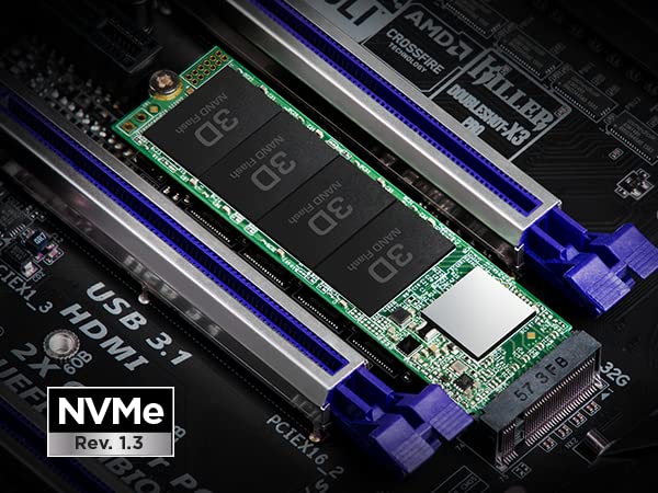 Transcend 2TB MTE110S NVMe PCIe Gen3 x4 M.2 2280 Disco de Estado Sólido Interno 3D TLC NAND TS2TMTE110S