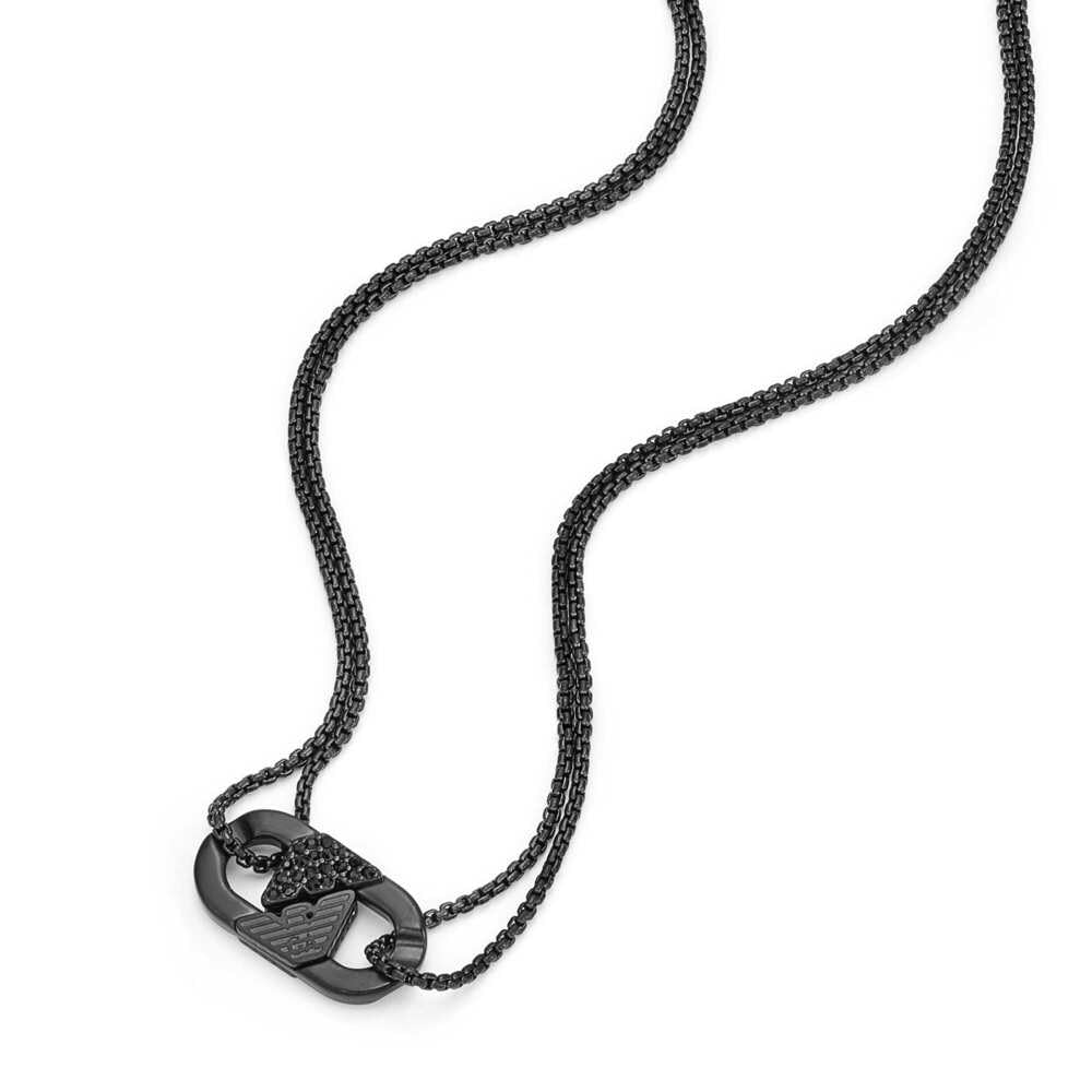 EMPORIO ARMANI Collar colgante para hombre en acero inoxidable con cierre de langosta, Gris Plata