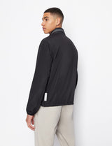 Armani Exchange Packable, Hidden Hoodie, Two Zip Pockets on Front, Rubber Patch Logo Chaqueta cortavientos para Hombre, Negro, XXL