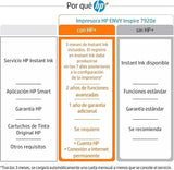 HP Envy Inspire 7920e 242Q0B, Impresora multifunción de inyección de tinta A4 a color, Conexión Wi-Fi, impresión a doble cara automática, 22 ppm, 3 meses de impresión Instant Ink con HP+, Blanca