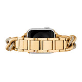 Michael Kors Correa de acero inoxidable o acetato para mujer, compatible con Apple Watch de 38 mm/40 mm/41 mm, Tono Oro